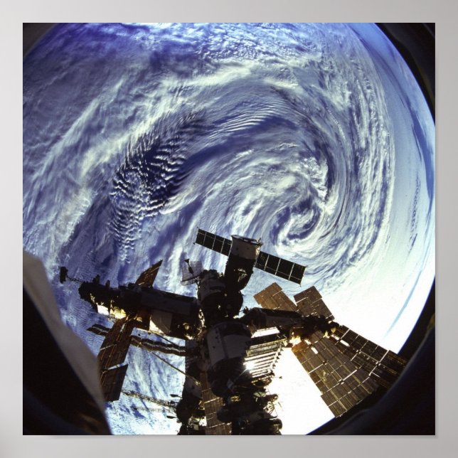Affiche Vue de la station spatiale Mir sur fond de Terre (Devant)