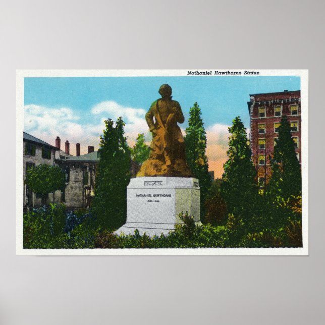 Affiche Vue de la statue de Nathaniel Hawthorne (Devant)