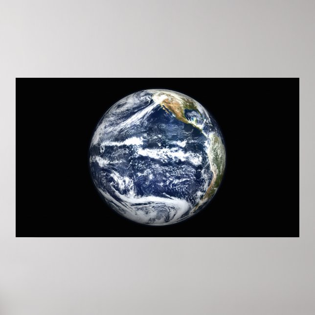 Affiche Vue de la Terre entière centrée sur l'océan Pacifi (Devant)