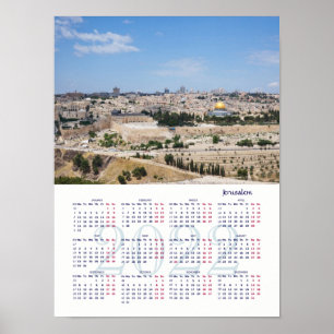 Affiche Vue de la vieille ville de Jérusalem, Israël. Post