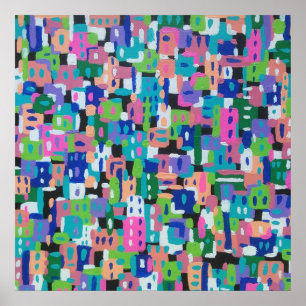 Affiche Vue de la ville à la peinture Abstraite de nuit