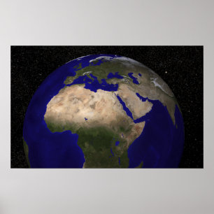 Affiche Vue de l'Afrique, de l'Europe, du Moyen-Orient et