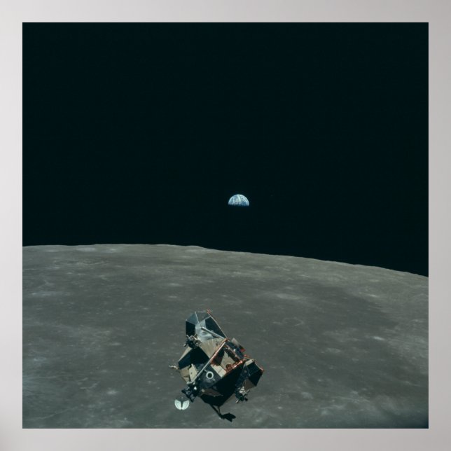 Affiche Vue de l'atterrisseur lunaire avec la Lune et la T (Devant)