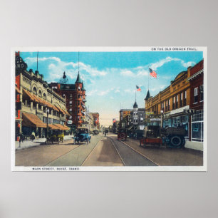 Affiche Vue de Main Street avec Ford Model-T