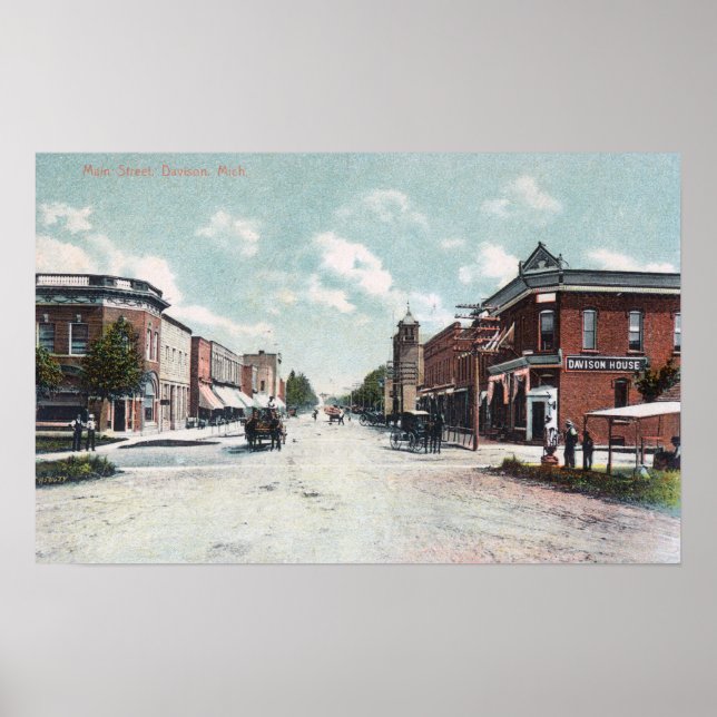 Affiche Vue de Main StreetDavison, MI (Devant)