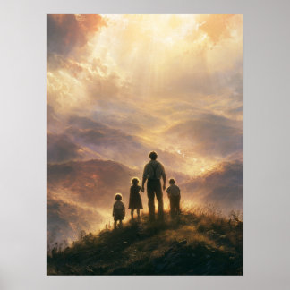 Affiche Vue de montagne pour la fête des pères en famille