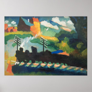 Affiche Vue de Murnau avec chemin de fer et château de Was