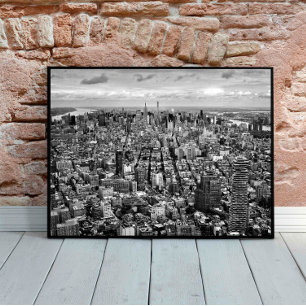Affiche Vue de New York en noir et blanc depuis le haut