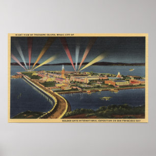 Affiche Vue de nuit d'île de trésor, expo d'Internat'l