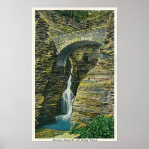 Affiche Vue de pont de cascade et de sentinelle d'entrée