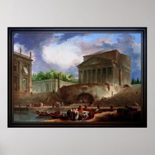 Affiche Vue de Ripetta par Hubert Robert
