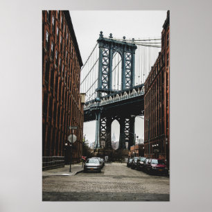 Affiche Vue de rue du pont de Brooklyn