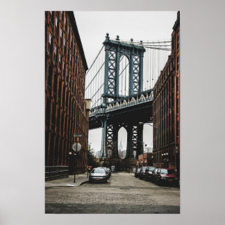 Affiche Vue de rue du pont de Brooklyn