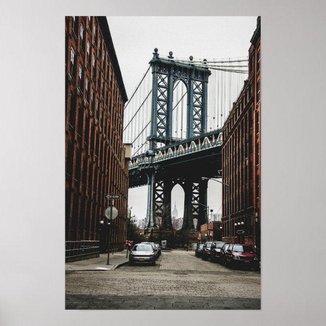 Affiche Vue de rue du pont de Brooklyn (Devant)