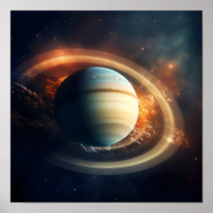 Affiche Vue de Saturne depuis l'espace