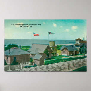 Affiche Vue de station de sauvetage des USA, Golden Gate