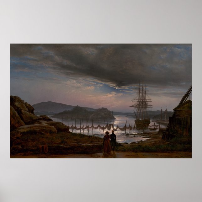 Affiche Vue de Vaekero près de Christiania par J.C Dahl (Devant)