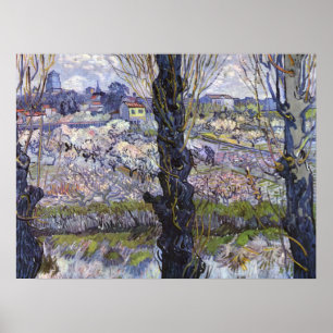Affiche Vue de Van Gogh sur Arles Verger en Fleurs Art
