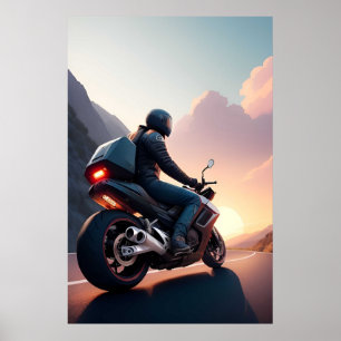 Affiche Vue de Vélo Pittoresque pour les Cavaliers et les