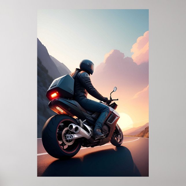 Affiche Vue de Vélo Pittoresque pour les Cavaliers et les  (Devant)