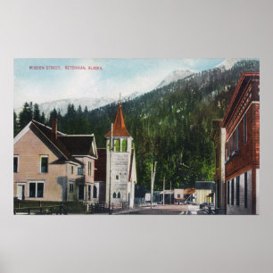 Affiche Vue de ville de mission StreetKetchikan, AK