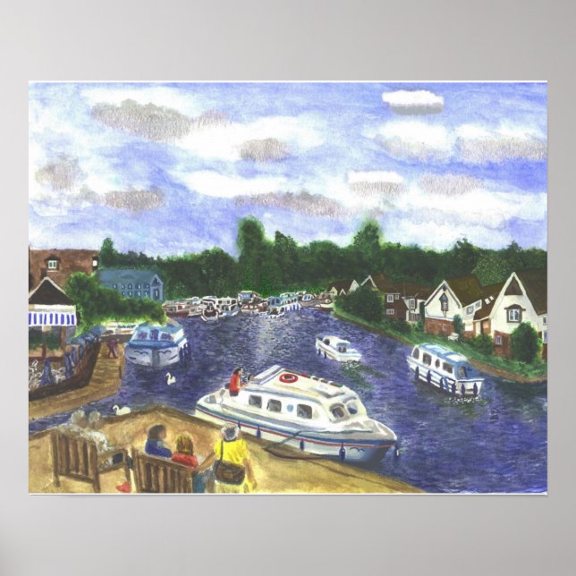 Affiche Vue de Wroxham Bridge Norfolk Broads (Devant)