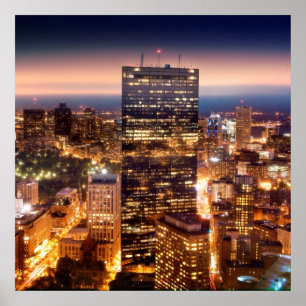 Affiche Vue d'ensemble de Boston la nuit