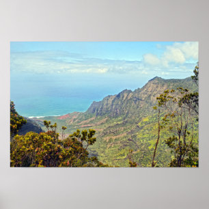 Affiche Vue depuis le point de vue de Kalalau, Kauai, Hawa