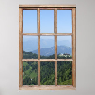 Affiche Vue des Alpes depuis une fenêtre