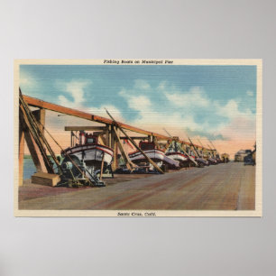 Affiche Vue des bateaux de pêche sur le pilier municipal