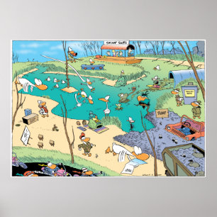 Affiche Vue des oiseaux des marais