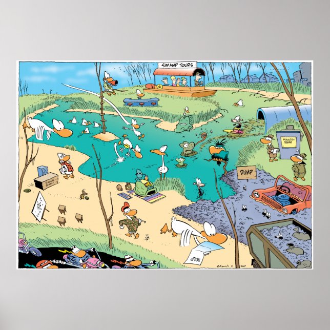 Affiche Vue des oiseaux des marais (Devant)