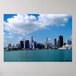 Affiche Vue d'horizon de Chicago de pilier de marine