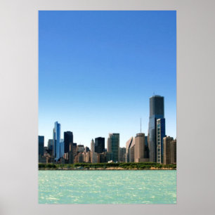 Affiche Vue d'horizon de Chicago par le lac Michigan