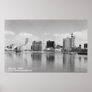 Affiche Vue d'horizon de ville de Long Beach, la