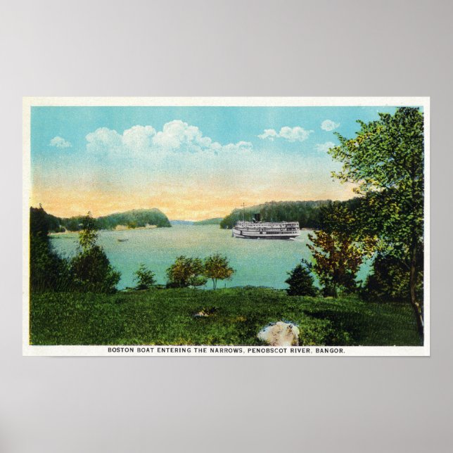 Affiche Vue du bateau de Boston entrant dans les Narrows (Devant)
