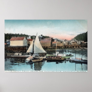 Affiche Vue du bord de mer du quai flottant