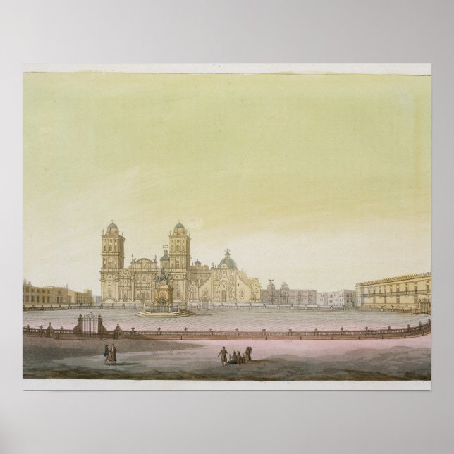 Affiche Vue du carré principal à Mexico (couleur eng (Devant)