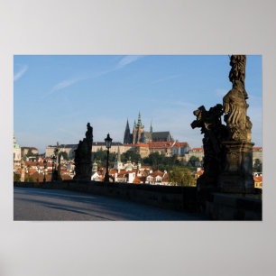 Affiche Vue du château depuis le pont Charles à Prague