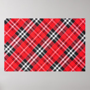 Affiche Vue du dessus du motif en tissu tartan sur la tabl