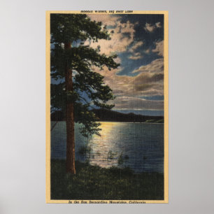 Affiche Vue du lac au clair de lune