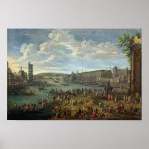 Affiche Vue du Louvre et de la visite de Nesles