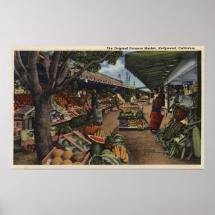 Affiche Vue du marché agricole original