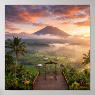 Affiche Vue du mont Agung Lahangan Sweet Paysage artistiqu