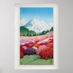 Affiche Vue du mont Fuji depuis un jardin d'azalées par Ka