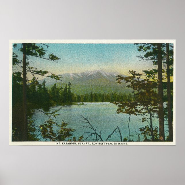 Affiche Vue du Mont Katahdin, pic le plus bas du Maine (Devant)