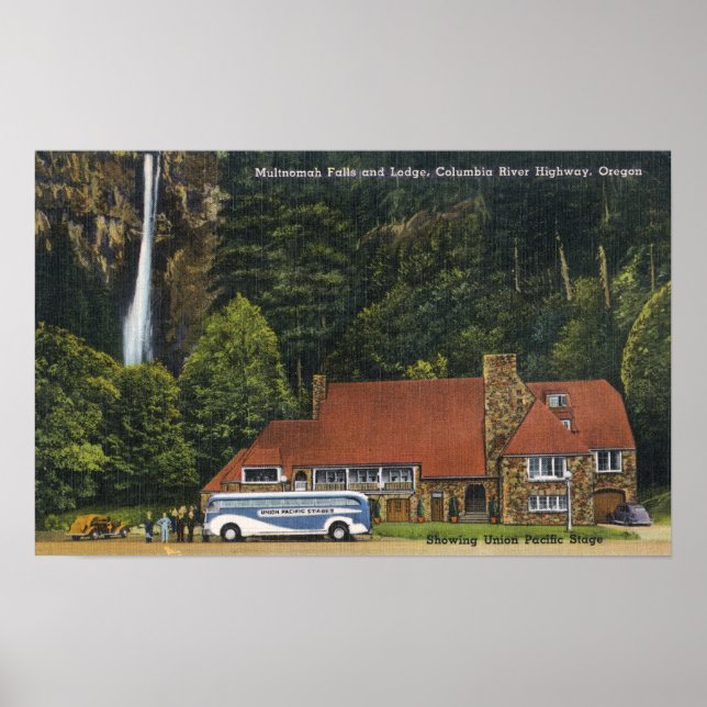 Affiche Vue du Multnomah Falls Lodge (Devant)