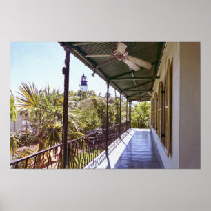 Affiche Vue du phare de Key West depuis la maison Hemingwa