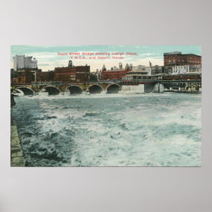Affiche Vue du pont de la rue Court montrant Lehigh