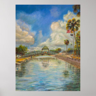 Affiche Vue du pont piétonnier du lac